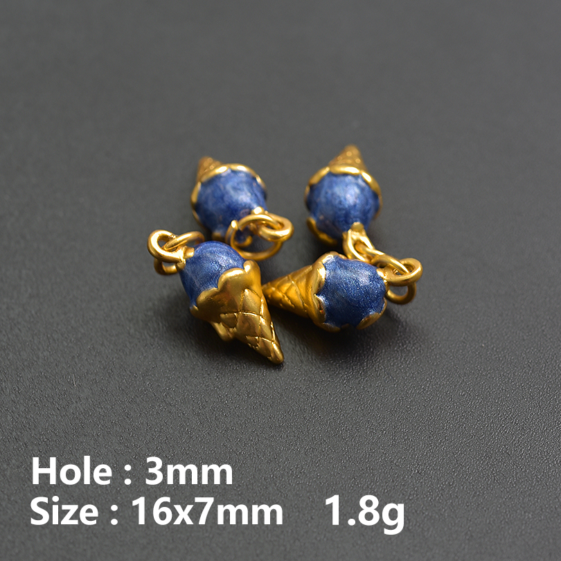 13pcs/Lot Mix Dessert Cake Ice Cream 3D Gold Color Enamel Charms For Jewelry Making Supplies Candy DIY Cute Pendant Accessories: Champagne gold