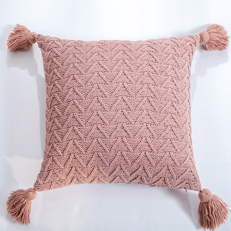 Chenille Breien Sierkussen Kussensloop Zachte Thuis Montage Versieren Huishouden Dirt-Proof Decoratieve Kussensloop Kinderen: eraser pink