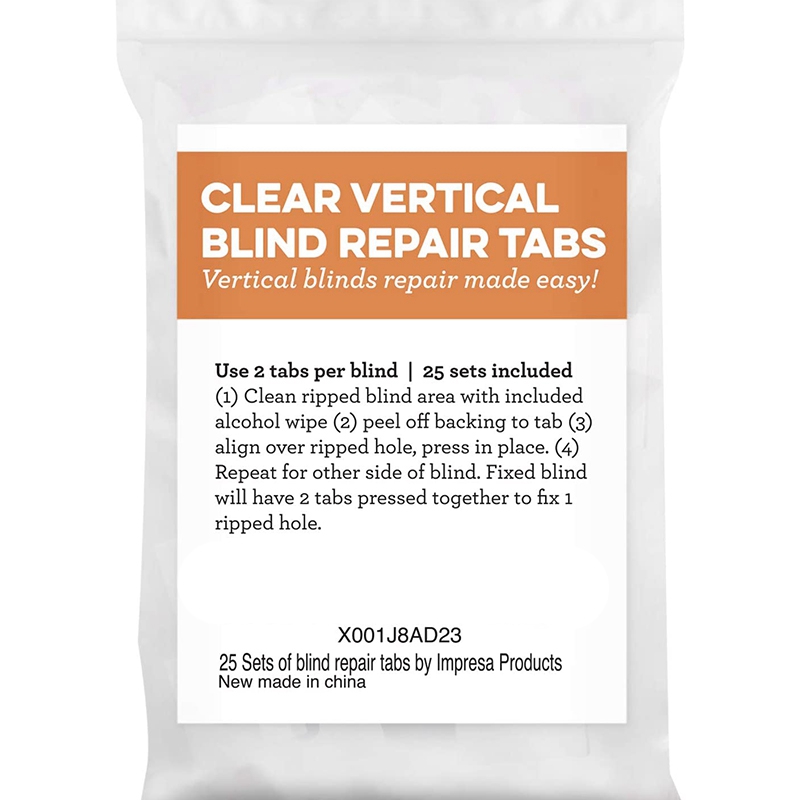 25 Sets of Clear Vertical Blind Repair Tabs / Vertical Blind Tabs / Blind Fixers - 50 Total Tabs (25 Sets)