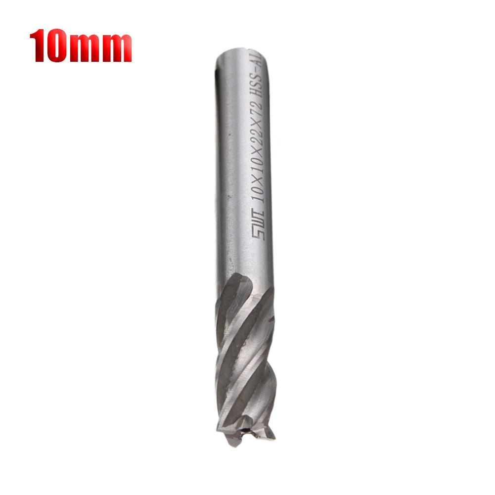 1pc HSS-AL 4 Flute End Mill Straight Shank Drill Bit Metal End Processing Mill Cutter Drill Bit Tool Power Tool Accessories: 10mm