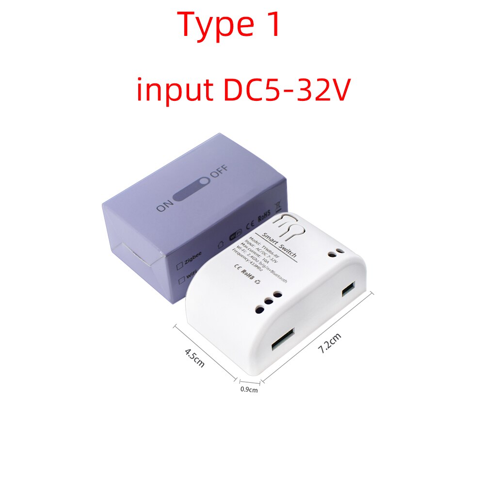 Interruptor inteligente RF de 1 canal, 5-32V/220V, WIFI, Ewelink, Control remoto, interruptor de luz de 2,4G, relé Rele de 10A, enclavamiento de bloqueo automático: Type 1