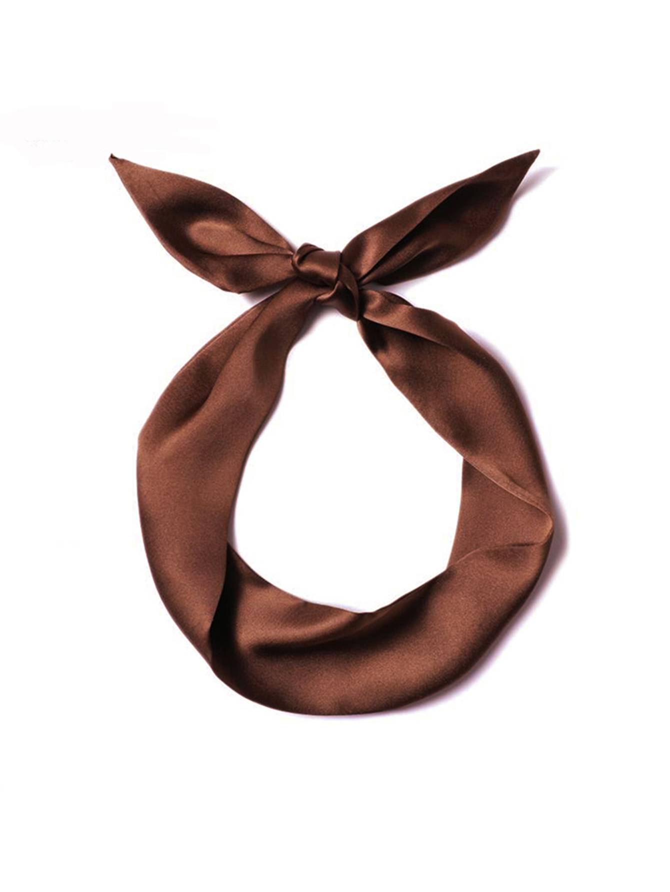 Mulher lenço de seda magro longo tira de cabelo fita de seda pequeno pescoço cachecóis saco alça fita lenço senhoras gravata 4cm * 90cm: Café
