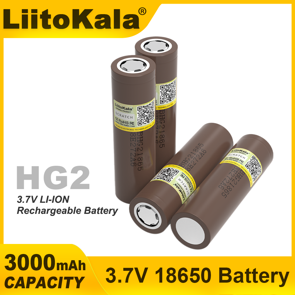 Liitokala 18650 Battery HG2 3000mAh 3.6V Lithium Continuous Discharge 20A Dedicated Electronic Power Battery