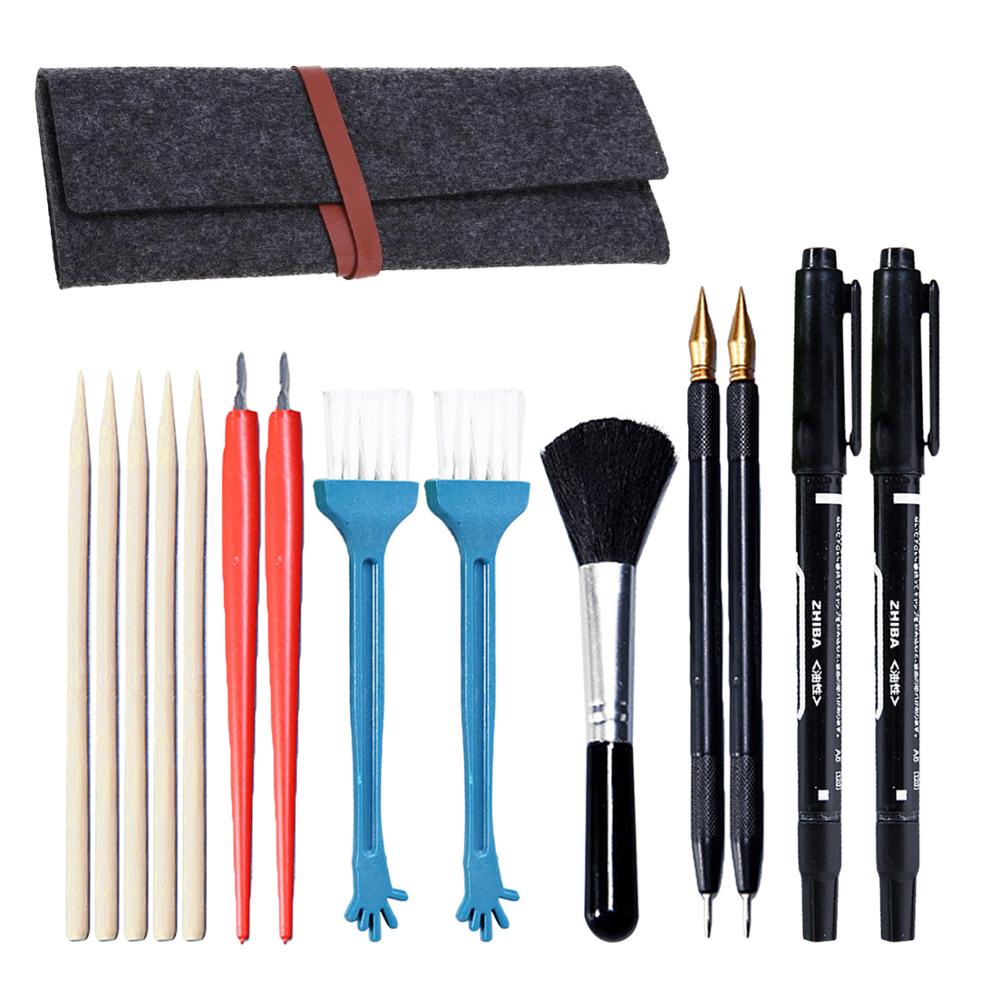 14PCS Scratch Tool Set with Bamboo Sticks Scraper Repair Scratch Pen Black Brush for Kids Children Scratch Painting: 15ps