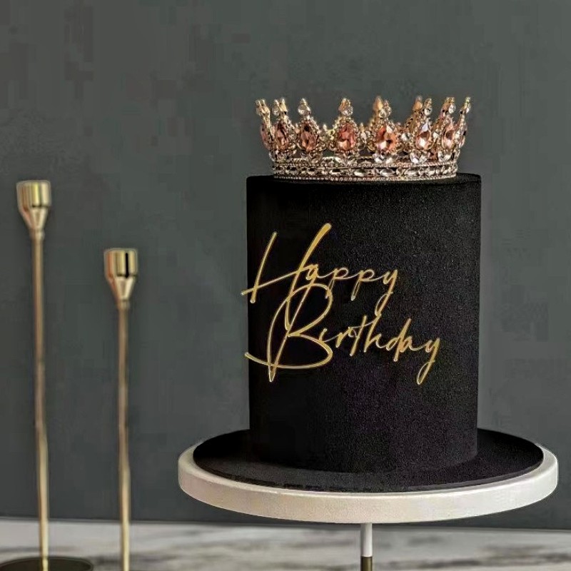 Ins novo feliz aniversário bolo toppers para o bebê crianças adulto festa de aniversário decoração do bolo ouro prata acrílico diy ferramentas de cozimento do bolo