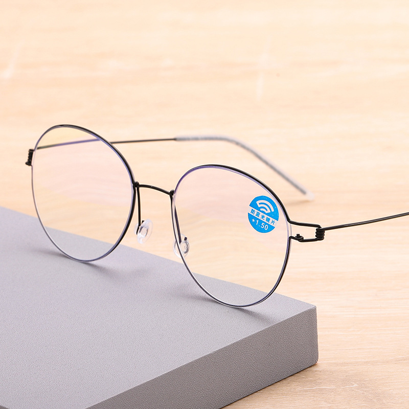 Lunettes de lecture rondes ultra-légères, Anti-lumière bleue, pour hommes et femmes, métal, presbytes, hypermétropie, lecteurs d&#39;ordinateur