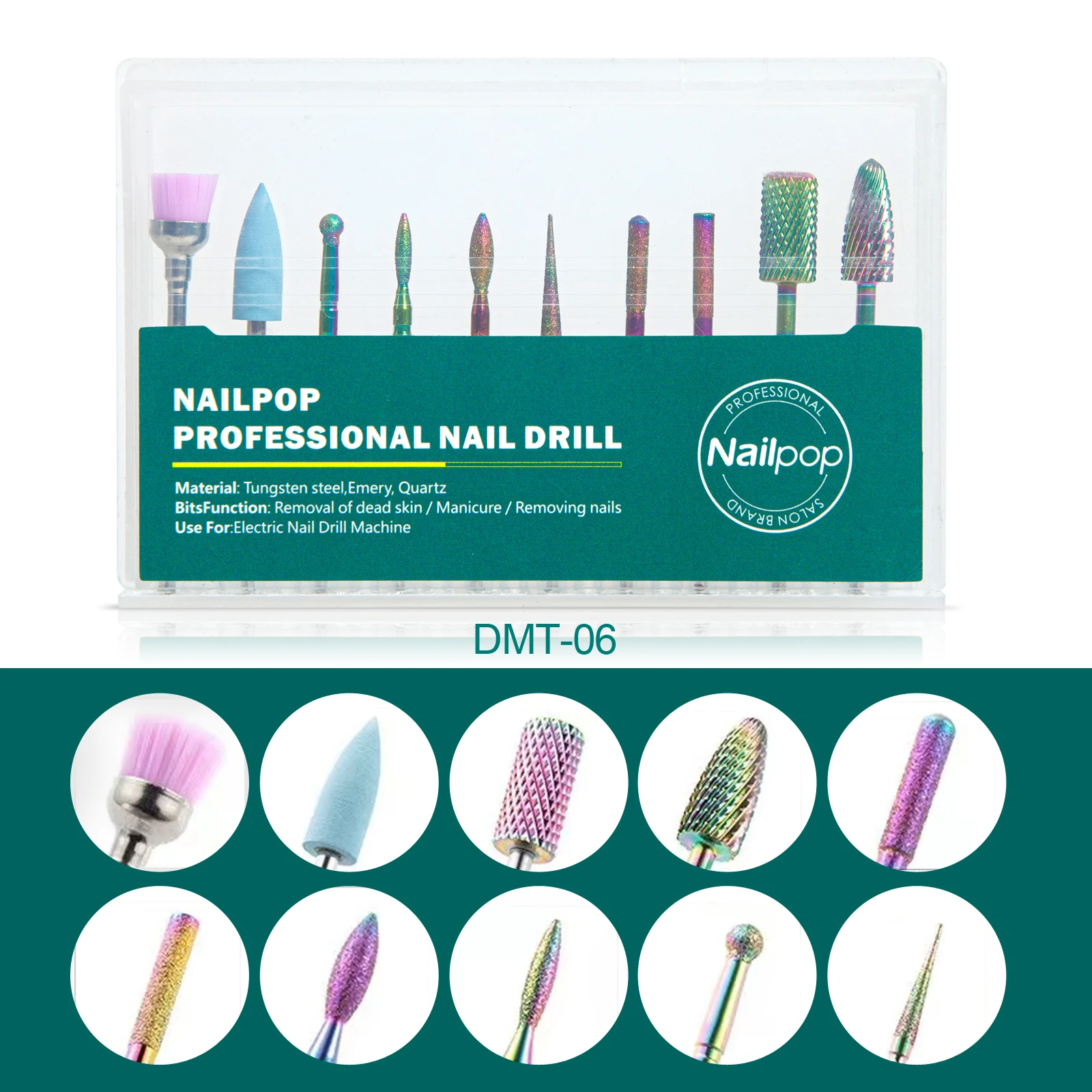 Nailpop-brocas para uñas para taladro eléctrico, accesorios para máquina de manicura, equipo, fresa, limas para uñas, herramientas para quitar Gel: plum