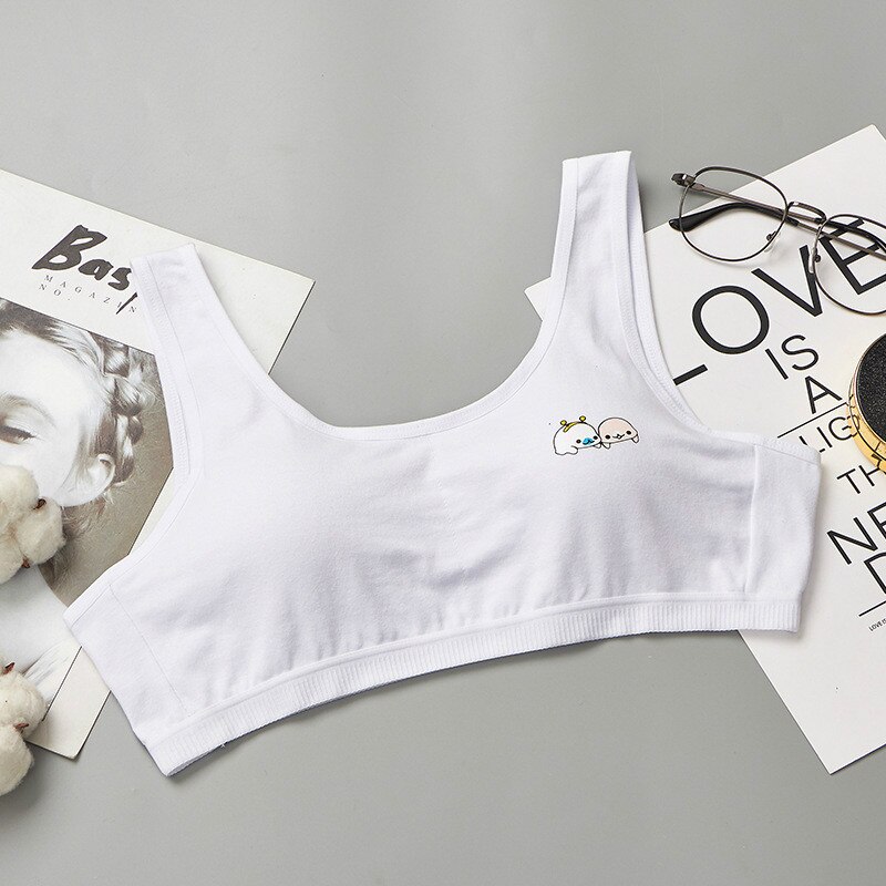 Child Sports Bra Kids Thin Cup Young Girl Bra Cotton Intimates Girls Lingerie Underwear Teenage Bra For Children: white