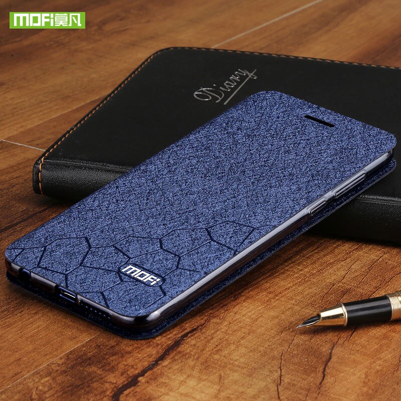 Coque à rabat en cuir et Silicone pour Xiaomi Mi MAX3, étui Original résistant aux chocs, style business, Mofi 360: blue