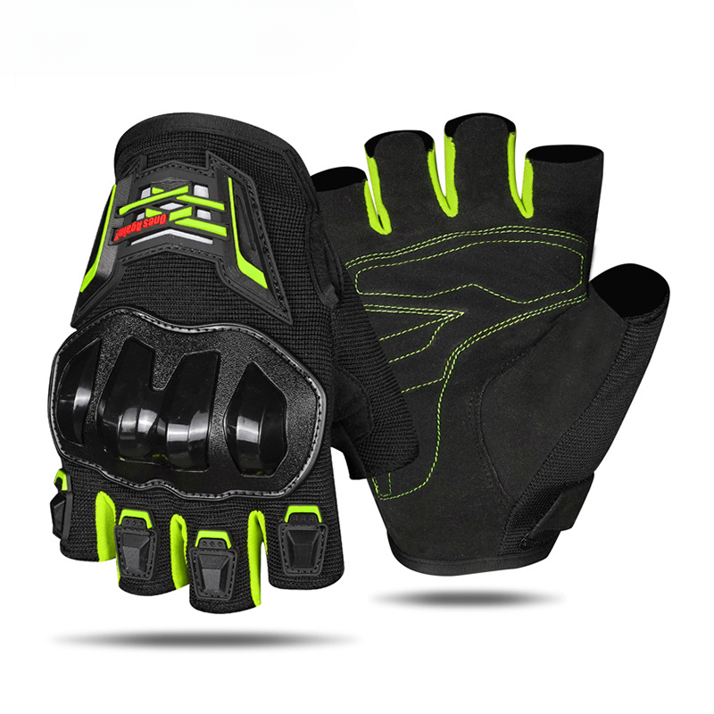 Summer Motorcycle Riding Gloves Half Finger Breathable Motorcycles Racing Wear-resistant Anti Slip and Anti Fall Gloves for Men: green / M