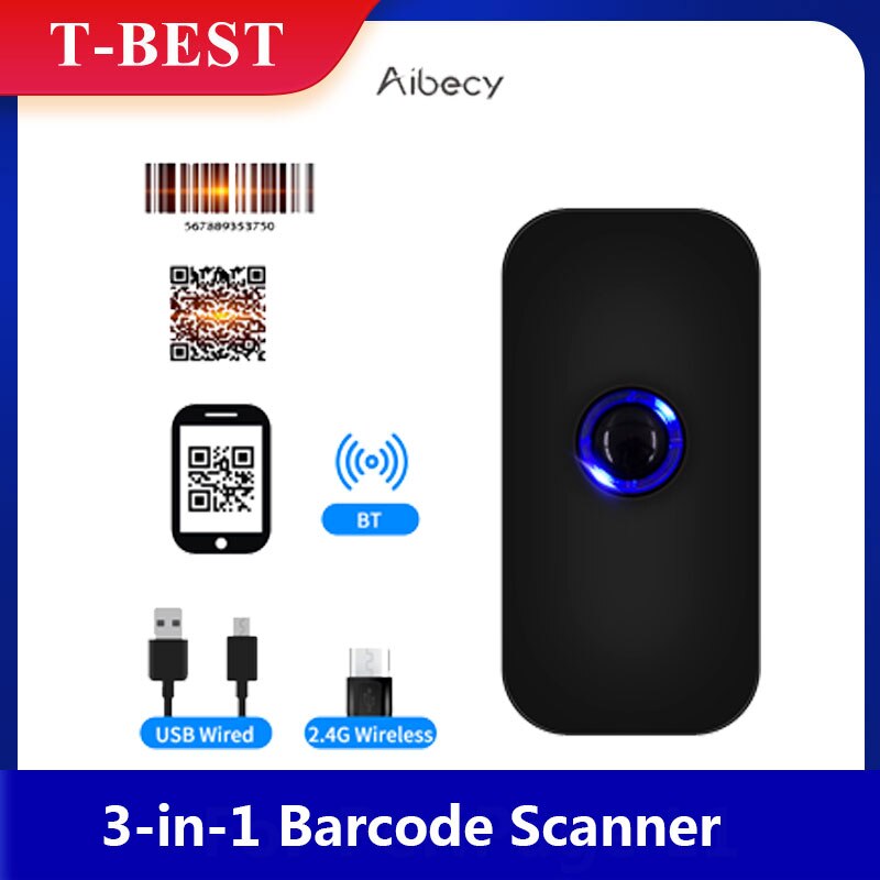 Handheld 3-in-1 Barcode Scanner 1D Bar Code Leser Unterstützung BT&Ampere;2.4G kabellos&Ampere;USB verdrahtet Verbindung kompatibel Fenster Android iOS