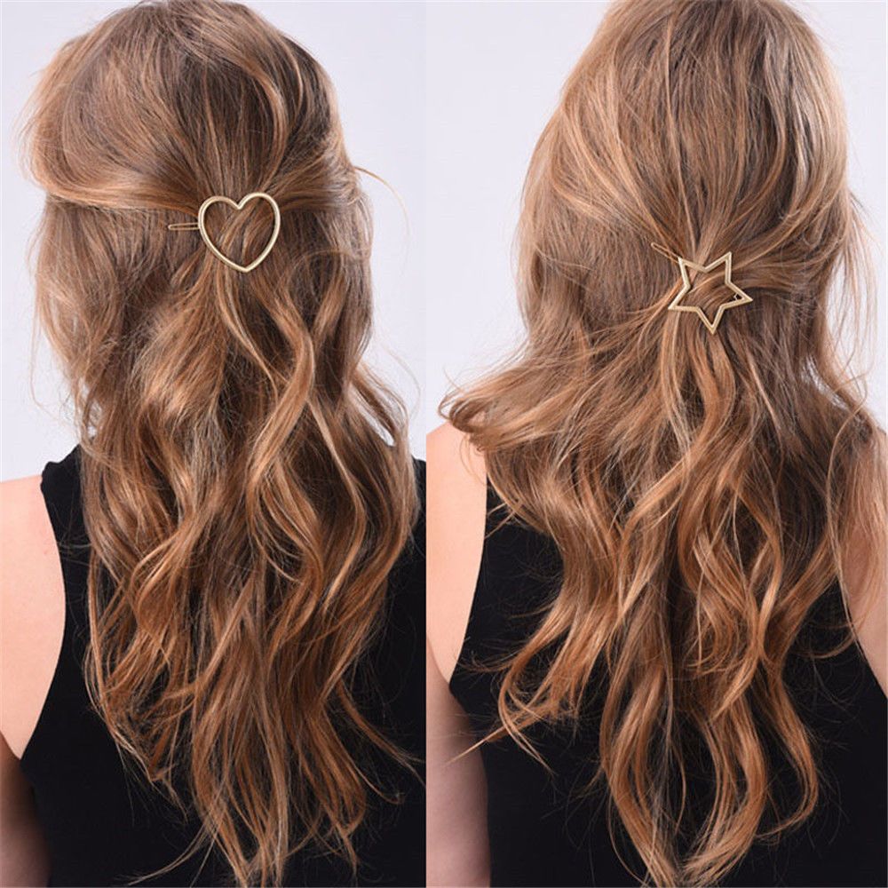 Horquillas de Metal a la para mujer, Clip para el cabello de pentculo Simple, horquilla de aleación geométrica, pasador de círculo de Luna, accesorios para el cabello para niñas