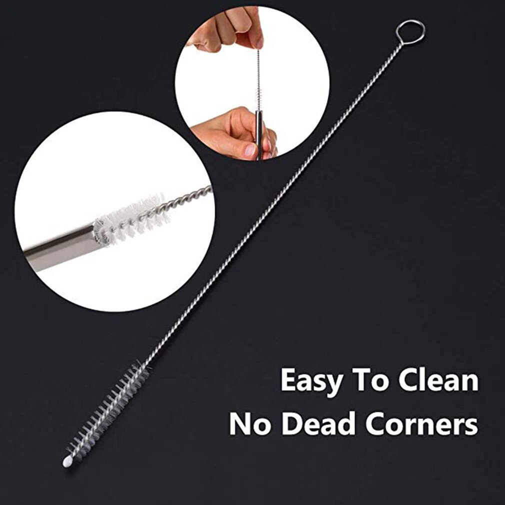 Reusable Metal Drinking Straws 4/10Pcs 304 Stainless Steel Sturdy Bent Straight Drinks Straw &amp; Bamboo straws