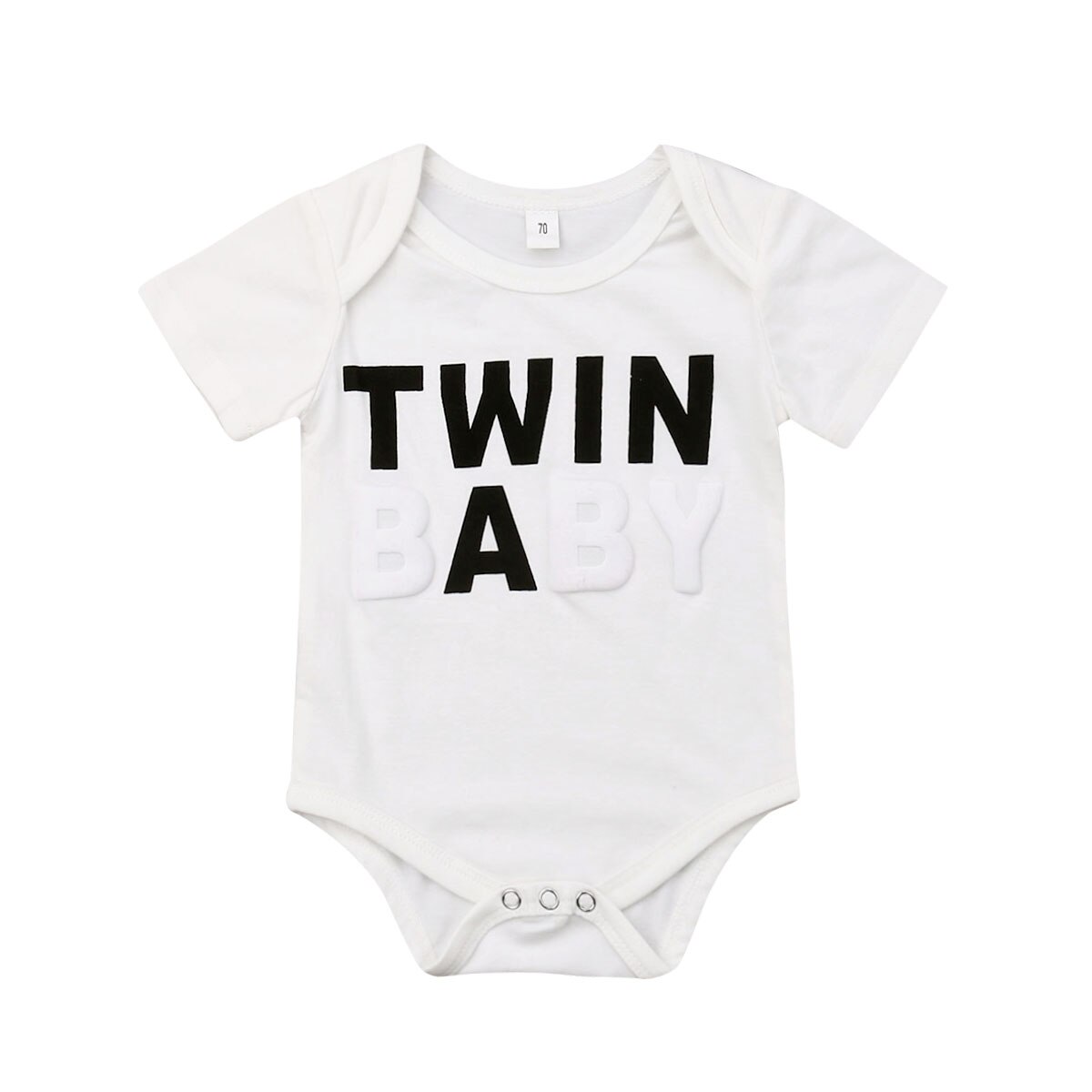 TWIN BABY Letter Pattern bebé niños niñas ropa mono manga corta Playsuit verano trajes traje de sol 0-18M: A / 6 meses