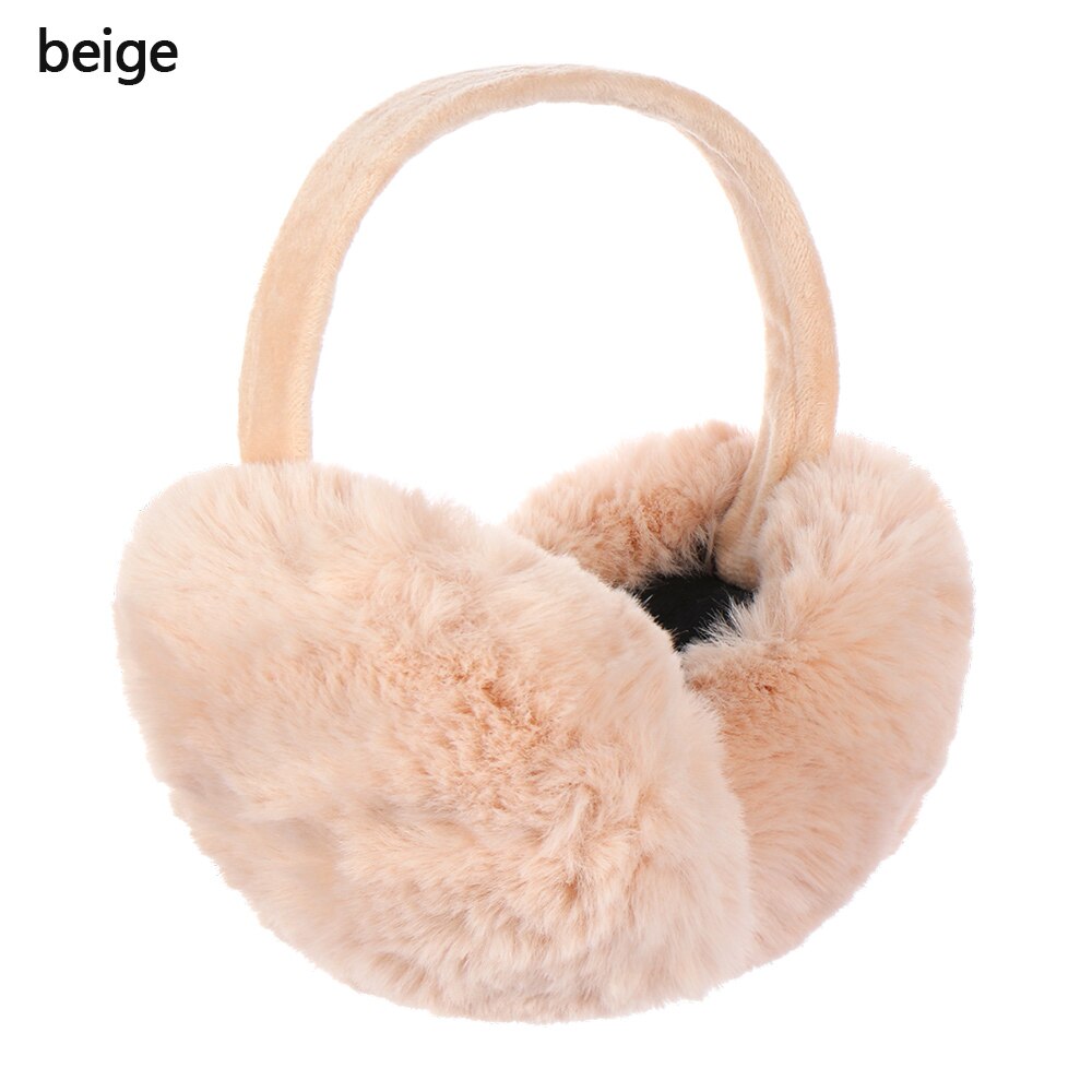 Winter Earmuffs Warm Plush Soft Comfortable Headphone Style Ear-cap Foldable Earflap Ladies Outdoor Anti-Wind Ear Warmer: beige
