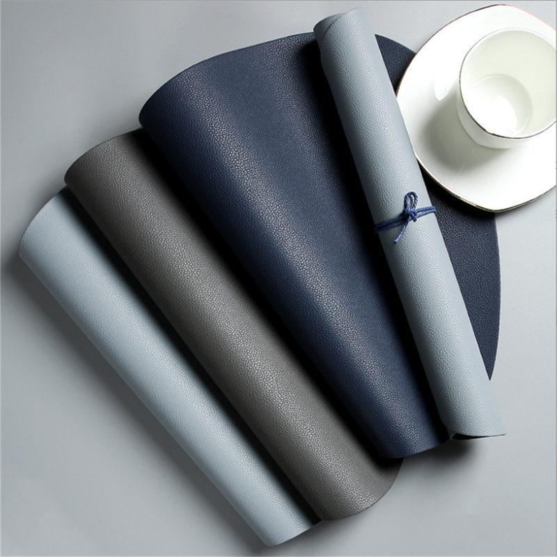 Conjunto de placemats de couro pu de formato irregular, à prova de óleo, à prova d'água, dupla face, para cozinha, mesas de bistrô, bares, cafeterias