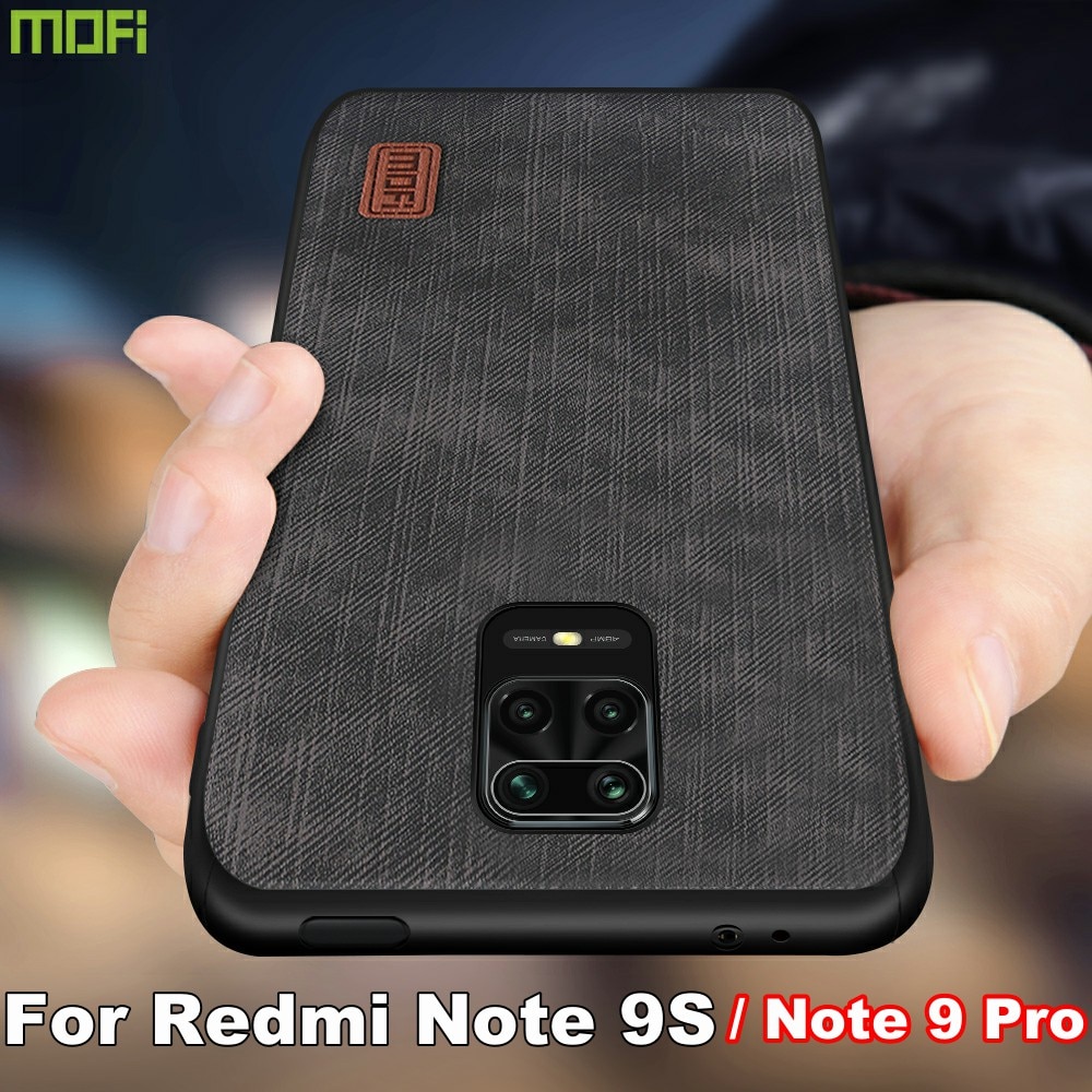 MOFi For redmi note 9s case for Mi Redmi Note 9 Pro max Cover Housing Silicone shockproof jeans PU leather Black TPU Dustproof