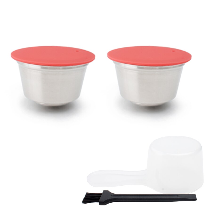 Cápsula reutilizable apto para cafetera Dolce Gusto color rojo/Cápsula de metal de acero inoxidable: 2capsule