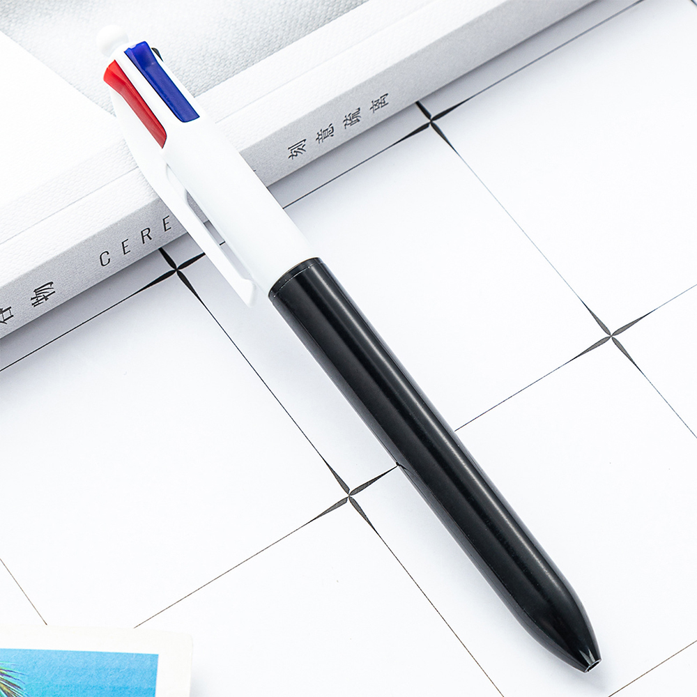 4-kleuren pen Creatieve kleurrijke intrekbare balpennen Multifunctionele pen voor marker schrijfbenodigdheden: WIT