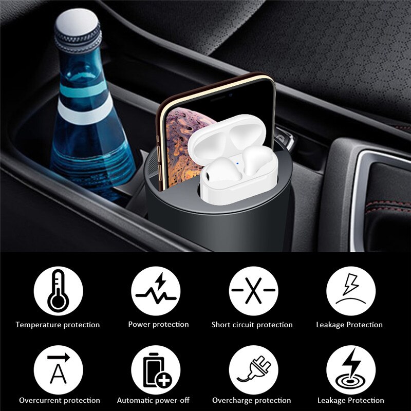 2 In 1 Qi Caricatore Senza Fili 10W Caricabatteria Da Auto Supporto di Tazza Dual USB Caricatore Del Telefono Del Basamento Per Il Iphone 11 /Pro/Pro AirPods Samsung S10 S9