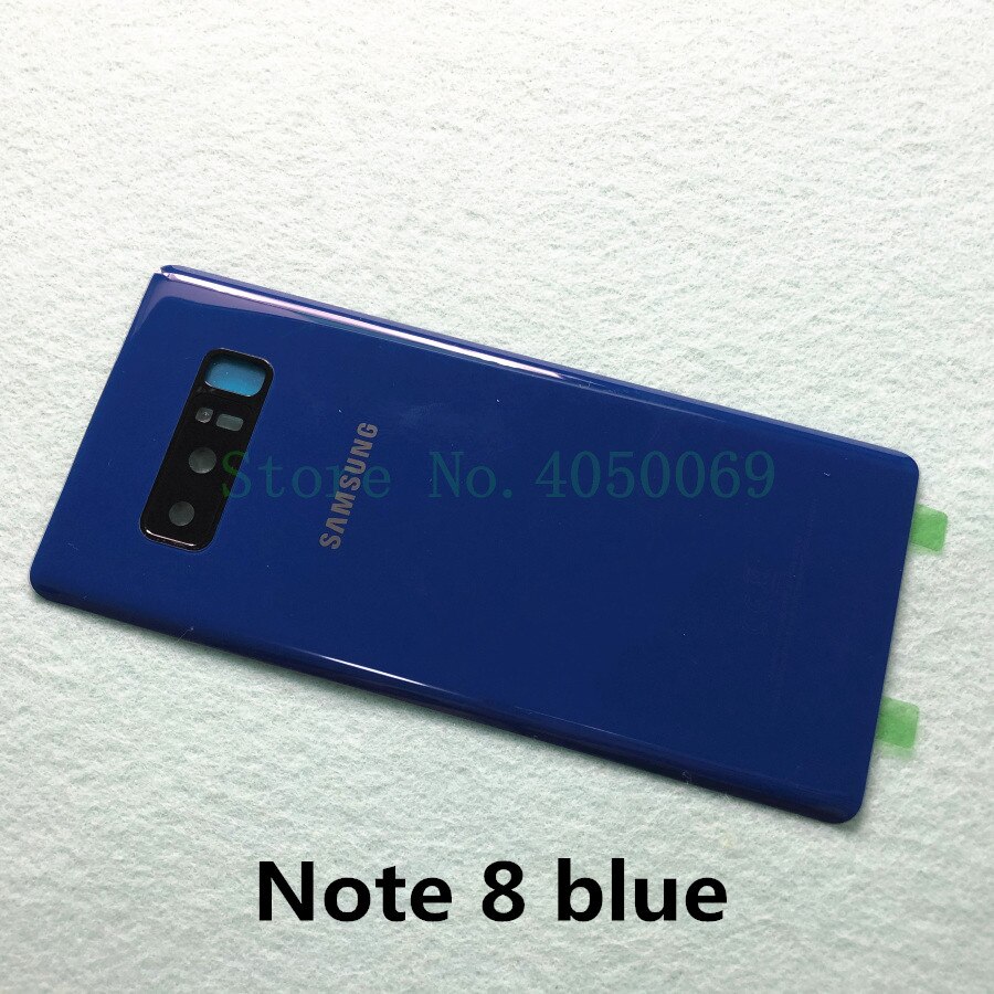 Samsung galaxy note 9 n960 sm-n960f note 8 n950 sm-n950f glass bak batterihus reparasjonsdeksel bakdør koffert erstatning: Note 8 blå