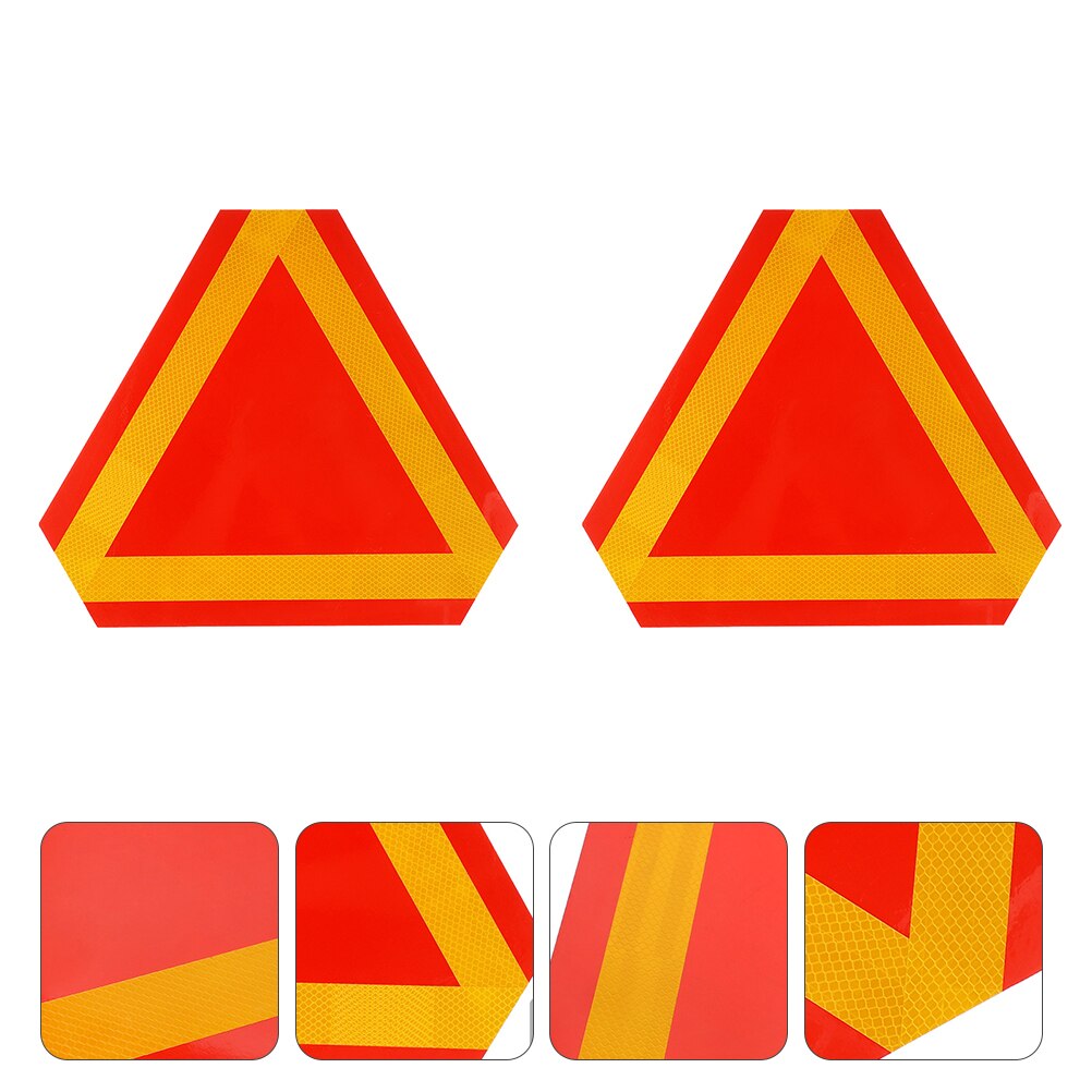 2 Pcs Slow Moving Vehicle Sign Triangle Sign Rear Reflector Reflective Board