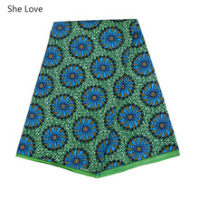 Ze Liefde 1 Yard/lot Groen Afrikaanse Print Wax Stof Nigeriaanse Bintarealwax Polyester Ankara Wiel Bedrukte Stof Diy Jurk materiaal: Default Title