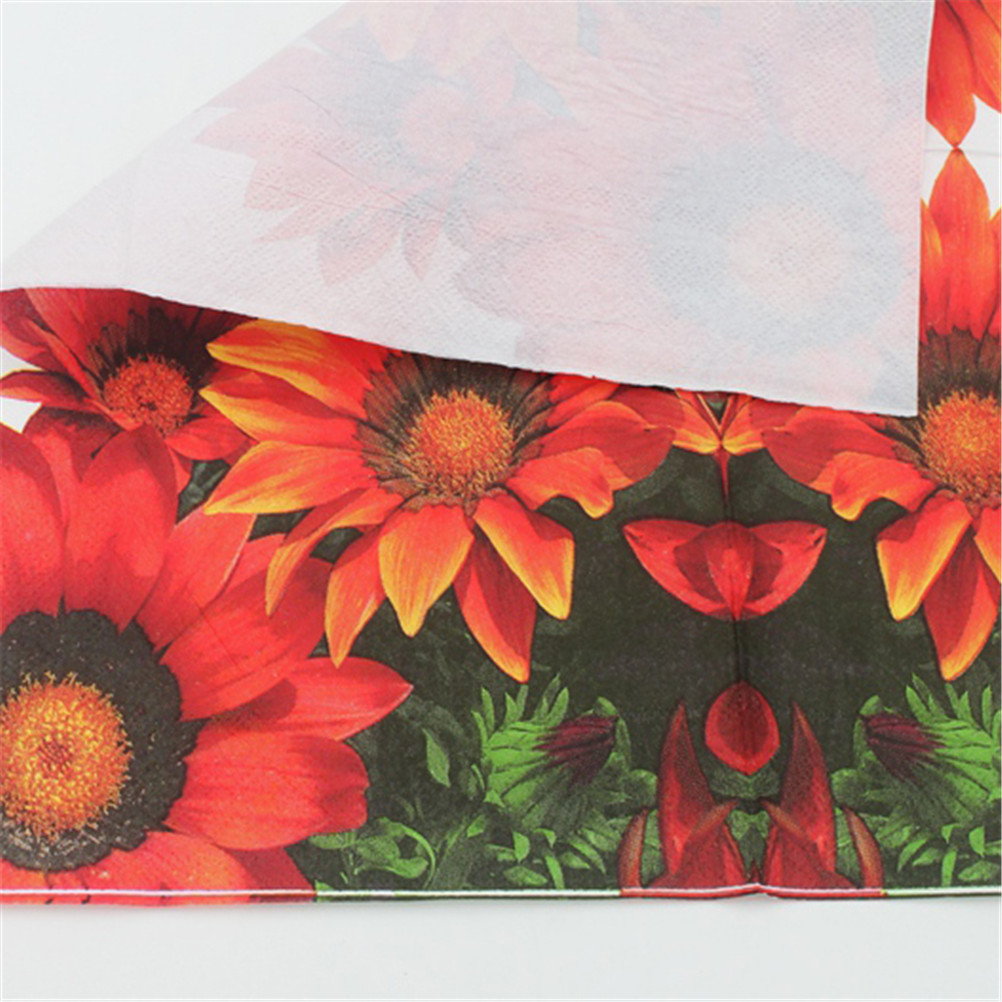 20pcs/pack/lot Sunflower Paper Napkin Flower Para Festas &amp; Party Supply Tissue decoupage Servilleta 33*33cm