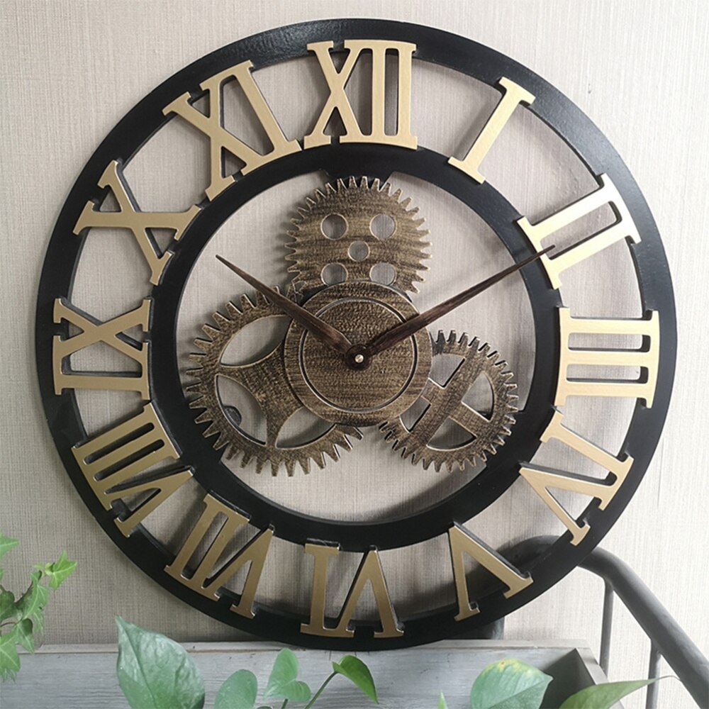 Industrial Gear Wall Clock Decorative Wall Clock Industrial Style Wall Clock for декор дома (30cm Shipment without Battery)