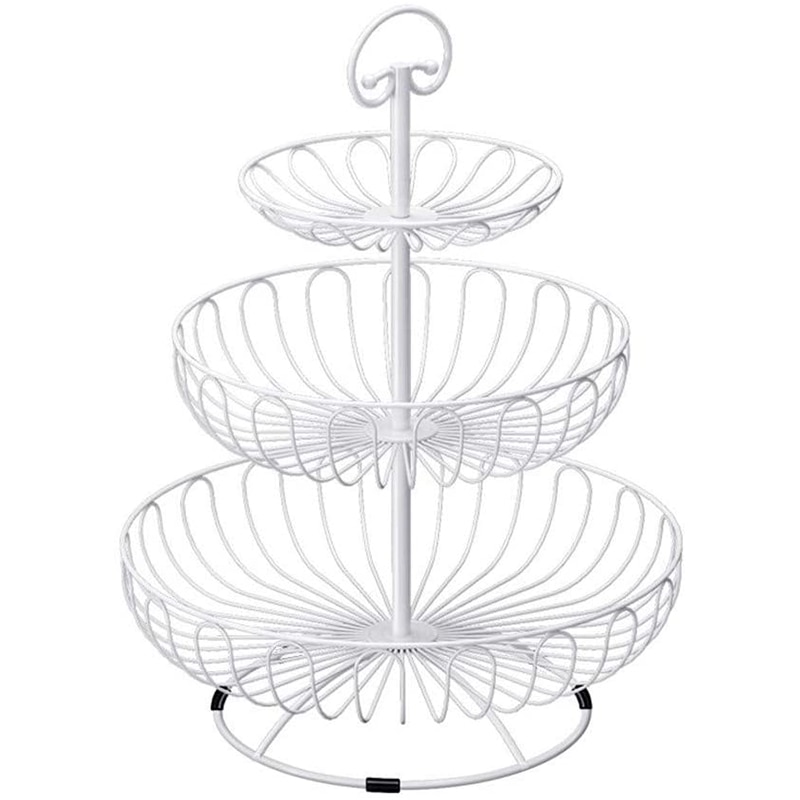 3-Tier Wire Fruit Basket Stand Modern Fruit Basket for Kitchen Countertop Fruit Basket Holder, Tiered Fruit Stand: Default Title
