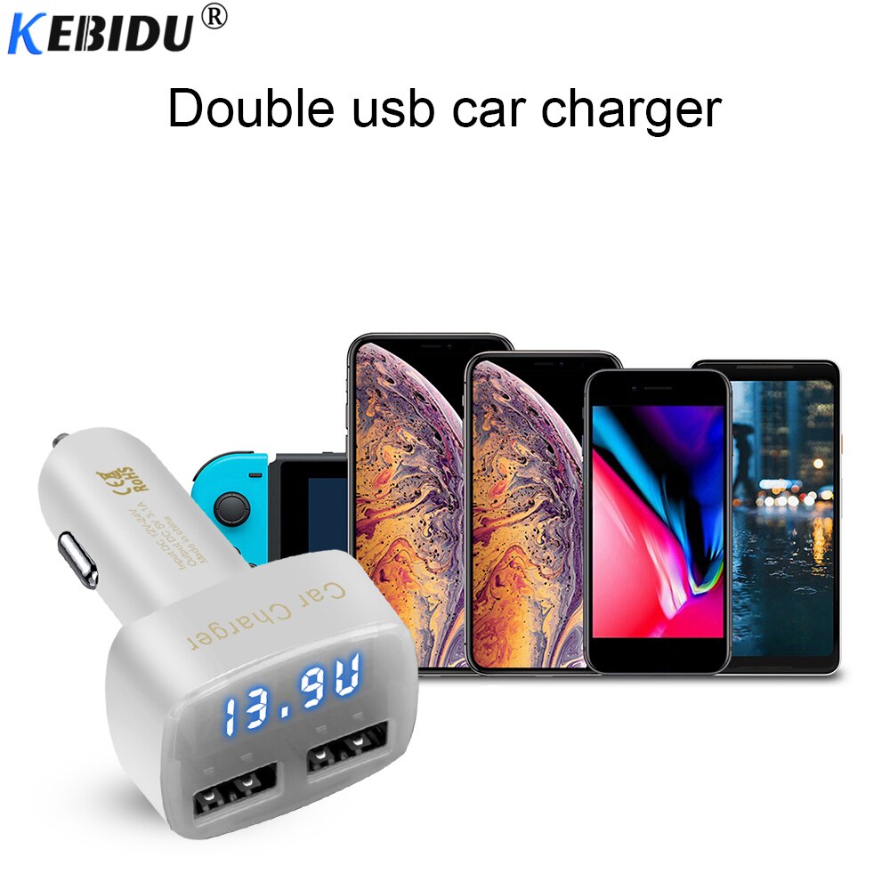 KEBIDU Dual USB Hafen Telefon Ladegerät 4 in 1 Auto Zigarette Ladegerät Adapter DC 12-24V 3,1 A temperatur/Spannung/Strom LED-anzeige