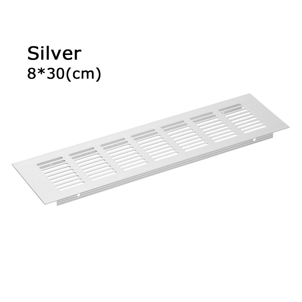 Rejilla de ventilación de aleación de aluminio para armario, cubierta de orificios, adornos, rejilla de ventilación: silver-8x30cm-