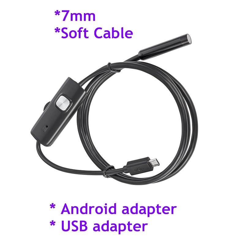 Fuers 2m 1.5m 1m 5.5mm 7mm endoskooppi android-puhelimelle, usb-minikamera, vedenpitävä 6 ledin boreskooppi auton tarkastuskamera tietokoneelle: 1.5m / 7mm pehmeää kaapelia