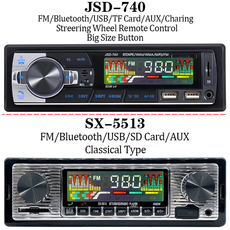 SINOVCLE-reproductor de MP3 estéreo para coche, dispositivo de Audio de 1din con Bluetooth, receptor FM 60Wx4 con Control remoto AUX/USB/tarjeta TF en Kit de tablero