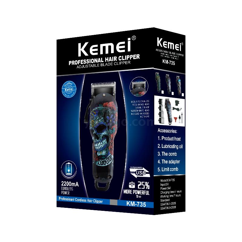 Cortadora de pelo Kemei inalámbrica, cortadora de pelo para hombres, cortadora de pelo eléctrica potente para Barba, batería de litio de 100v-240v
