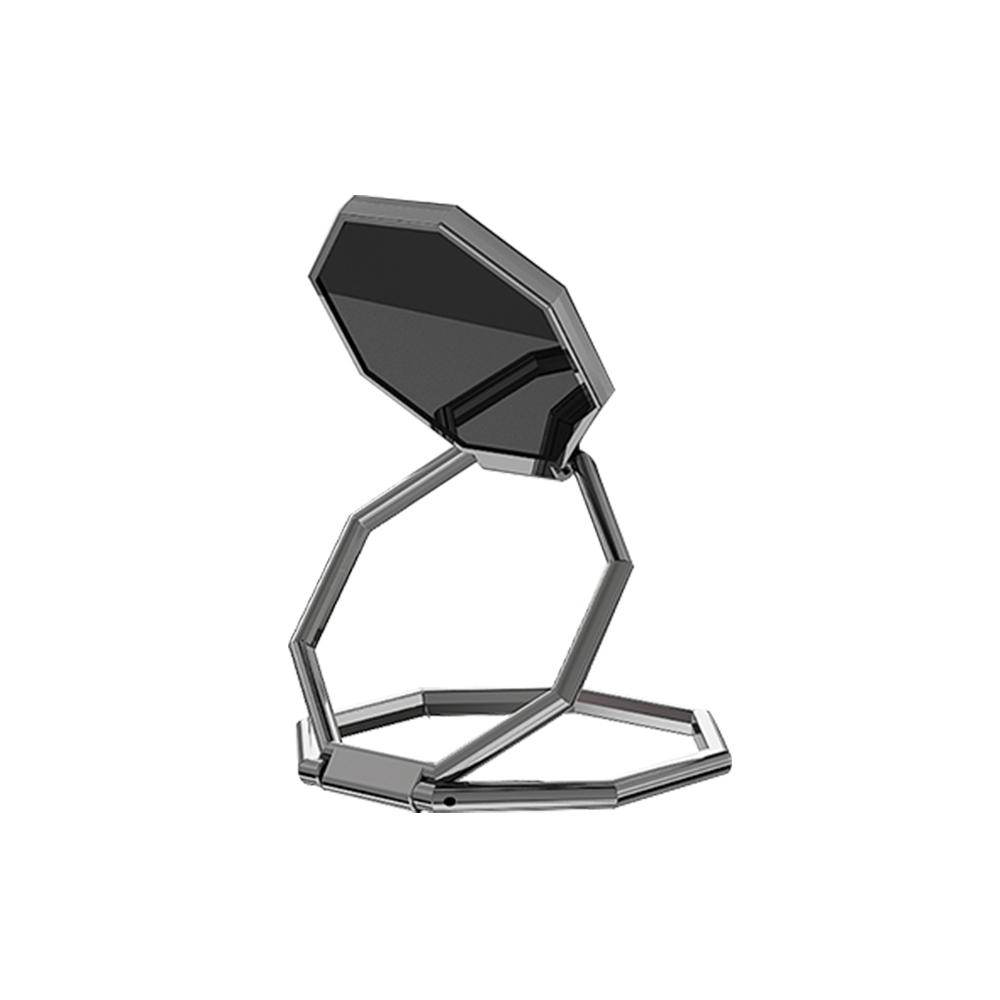 Soporte plegable para teléfono móvil con rotación de 360 grados, soporte de anillo ultrafino para teléfono, soporte de dedo de Metal para escritorio portátil multiángulo: Negro