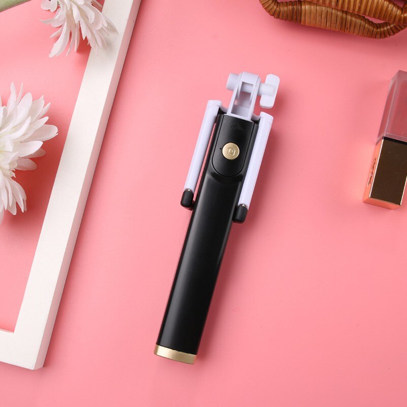 Extendable Handheld Iphone 8 X 7 6s Shutter Remote Mini Tripod selfie stick: Black