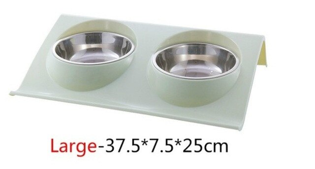 Dubbele voerbak voor honden en katten, verhoogde voerbak van roestvrij staal, voerbak voor hondenbenodigdheden, voerbak voor huisdieren, voedselcontainer: L groen
