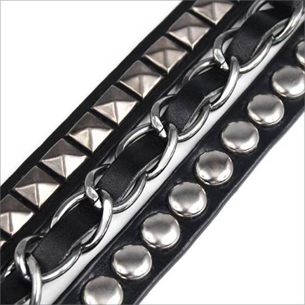 Punk rock klinknagel meerdere lagen cirkels piramide stud ketting leren armband