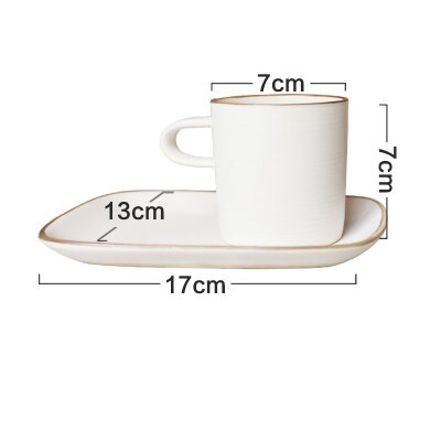 Japanese Retro Cup Saucer Set Ceramic Coffee Breakfast Cup Stoneware Cup Set: Set A1
