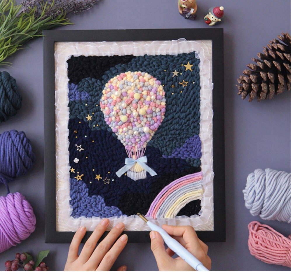 Kits d'aiguille de poinçon de de noël, Kit d'accrochage de tapis de bricolage pour des adultes enfants débutant avec le poinçon de tapis de fil de stylo de broderie