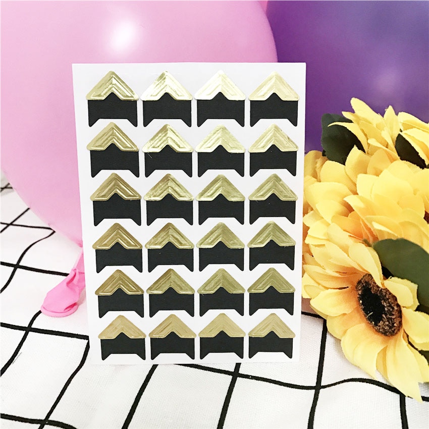 120 stks/partij (5 vellen) DIY Snoep kleuren Vintage Hoek kraftpapier Stickers voor Fotoalbums Frame Decoratie Scrapbooking: Gold