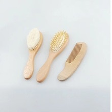 Baby Houten Kam Natuurlijke Houten Pasgeboren Natuurlijke Wol Haar Kam Baby Head Massager Draagbare Kinderen Baden Kam