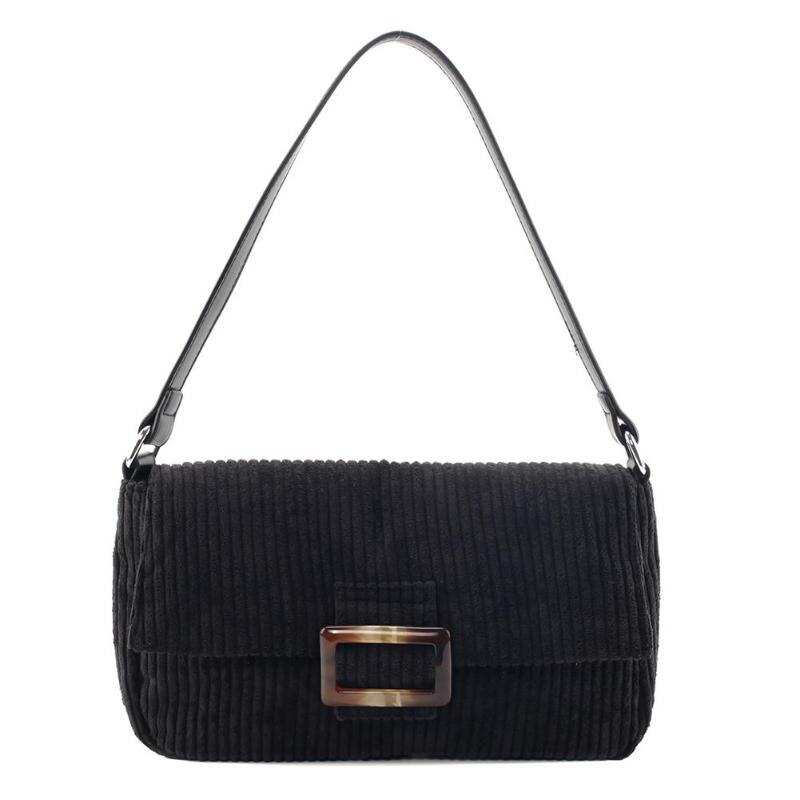 femmes velours côtelé Packs paquet avancé sacs à bandoulière couleur Pure fourre-tout Vintage voyage sac à main sac à main directe: Black