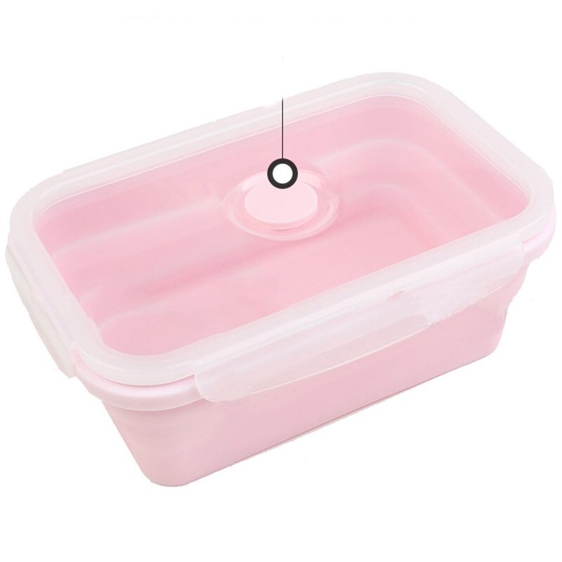 LUDA Pink Food Grade Silicone Lunch Box Folding Eco-Friendly Food Container Bento Box Collapsible Portable Microwave Crisper B