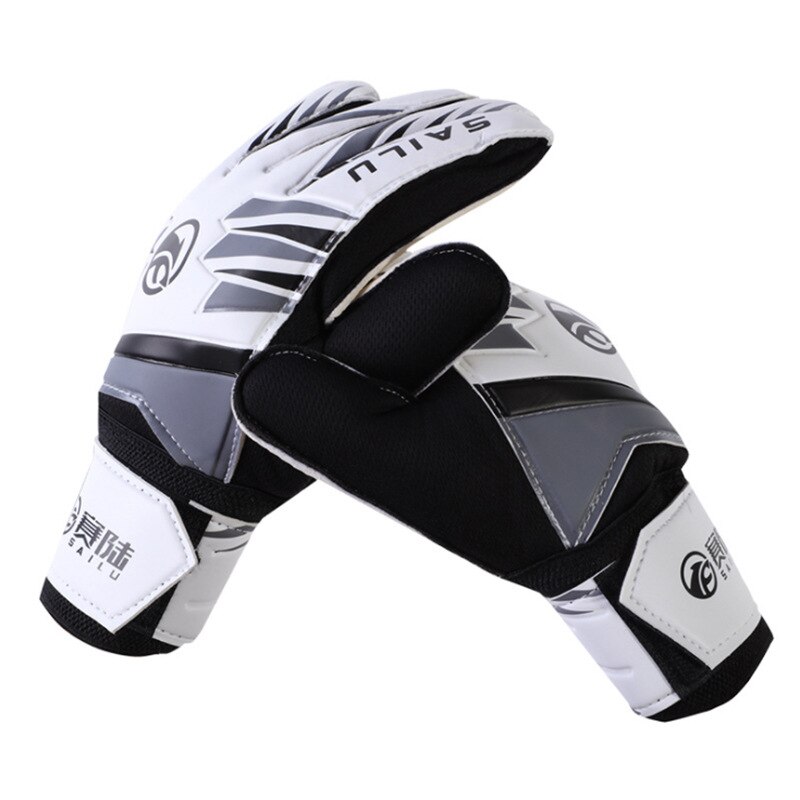 Teenager Goalkeeper Double Layer Bracer Thick Latex Profession Training Goalkeeper Football Gloves: black white / size 7 17-18cm