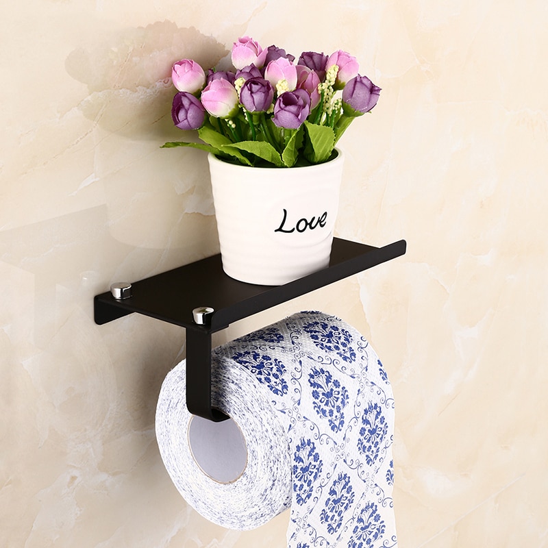 Bathroom Paper Phone Holder Shelf Stainless Steel Toilet Paper Holder Wall Mount Mobile Phones Towel Rack Bathroom Accessories