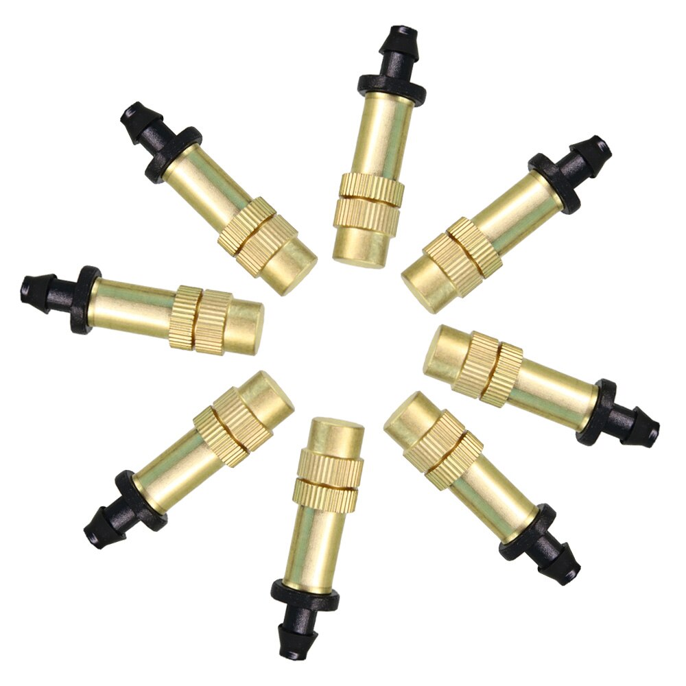 30-300 Stuks 1/4 ''Tuin Messing Verneveling Watering Nozzle Single Barb Connector 4/7Mm Verstelbare Koperen cooling Spray Verstuiver