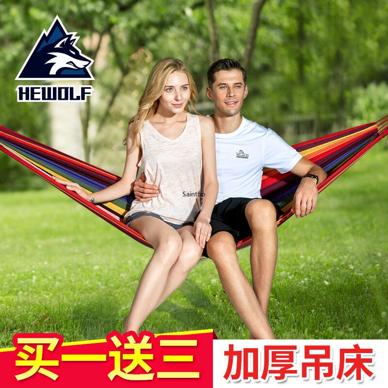Wilde Camping Canvas Hangmat Enkele Dikke Outdoor Lente Tour Leisure Hangmat Outdoor Ontspannen Camping Babybedjes