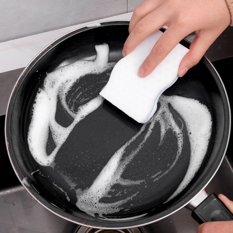 3 Layer Magic Sponge Eraser Cleaning Pads for Bathroom Kitchen Floor Bathtub Toilet Baseboard Wall Cleaner Blue White Sponge